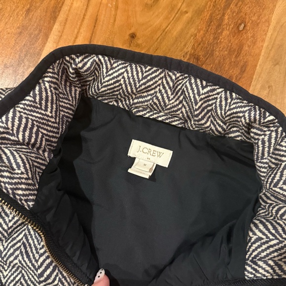 J. Crew Factory Quilted Puffer Vest Black and White Herringbone Gold Zip Size M - Picture 2 of 9